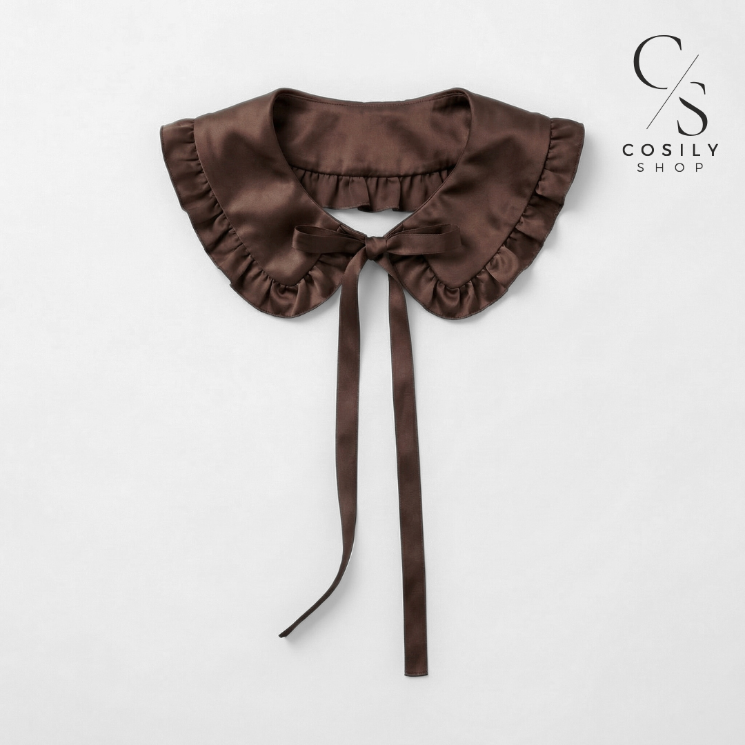 Jedwabny kołnierzyk dopinany - REGULAR z falbanką