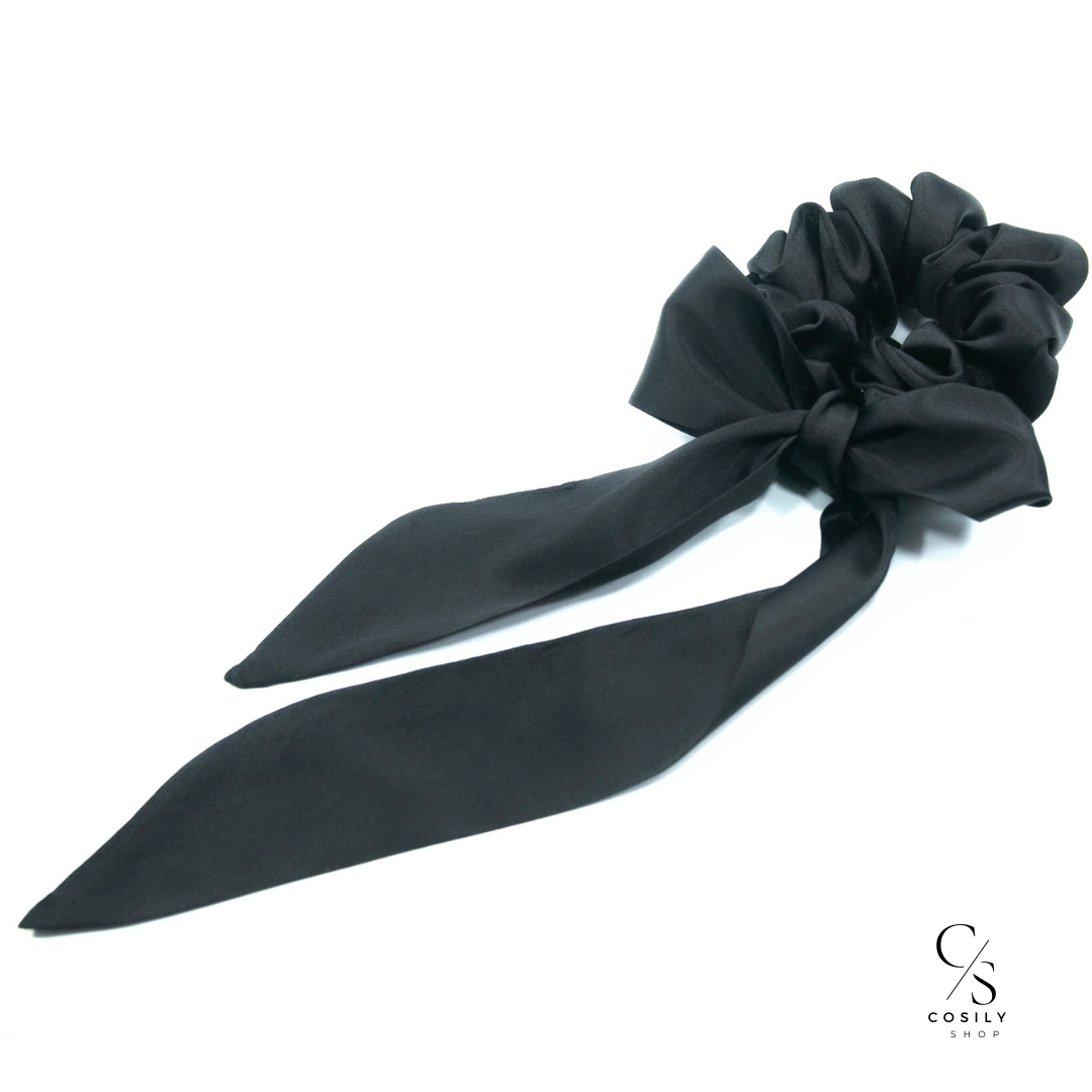 Scrunchie z kokardą 2w1 - czarna