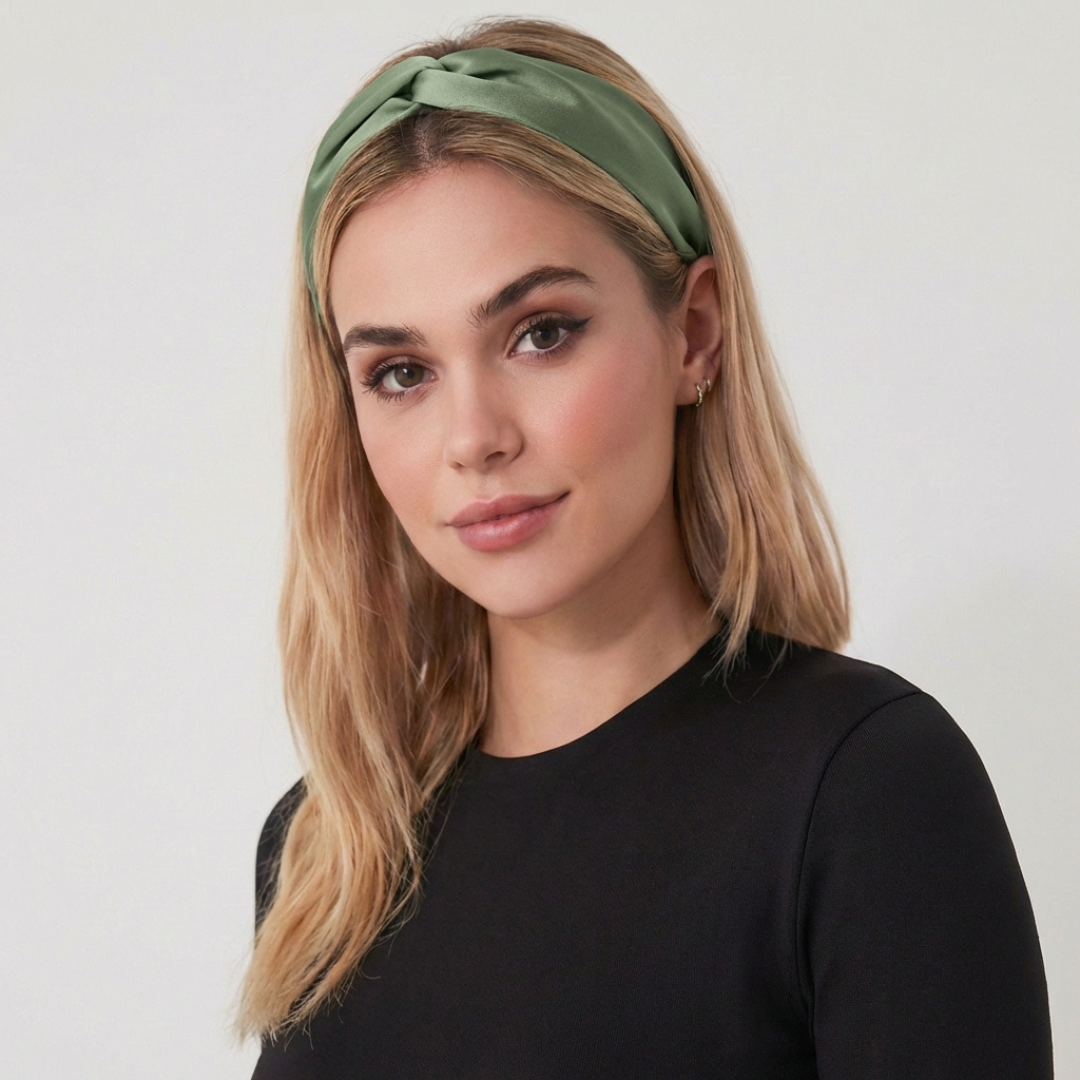 jedwabna opaska do włosów z węzłem