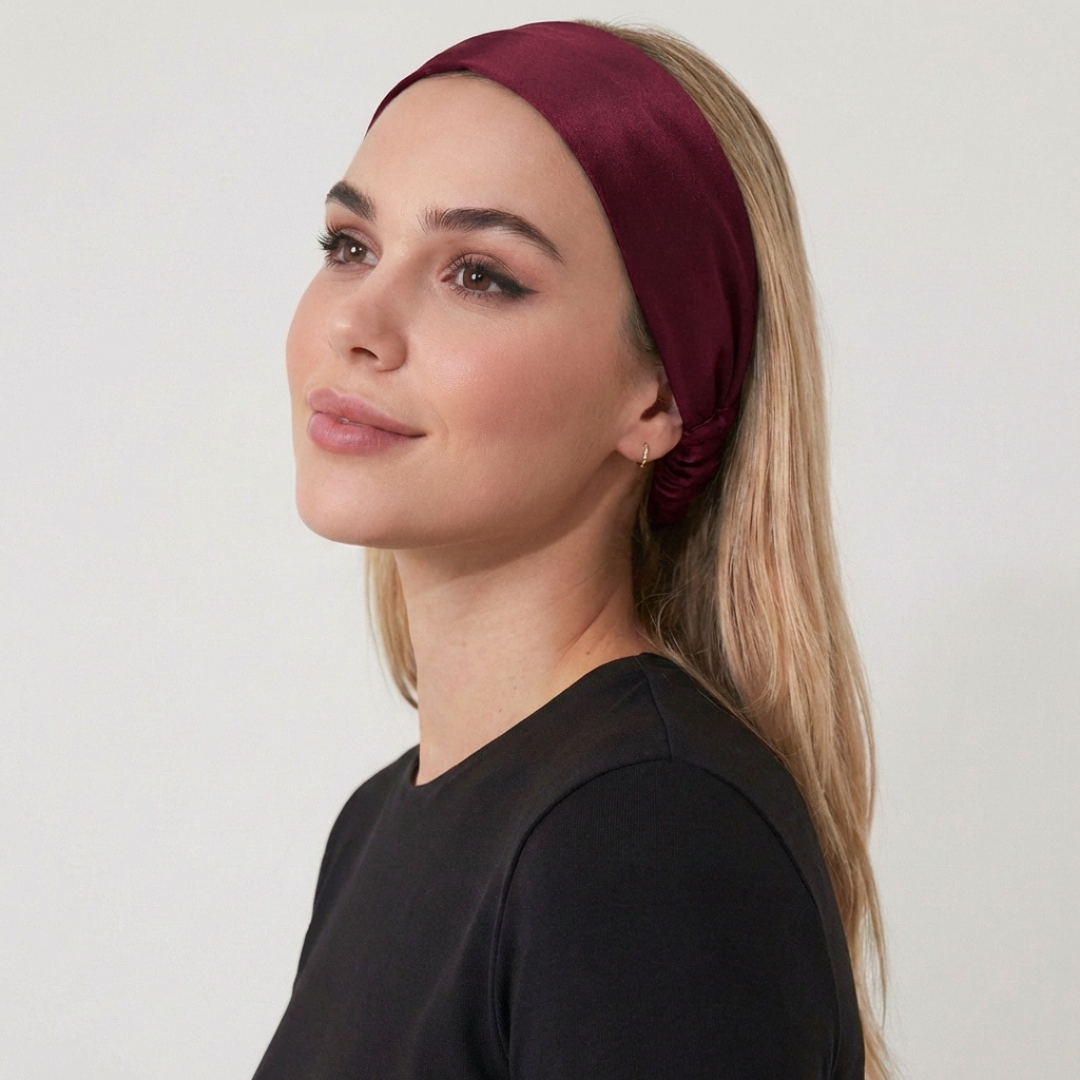 jedwabna opaska do włosów na gumce