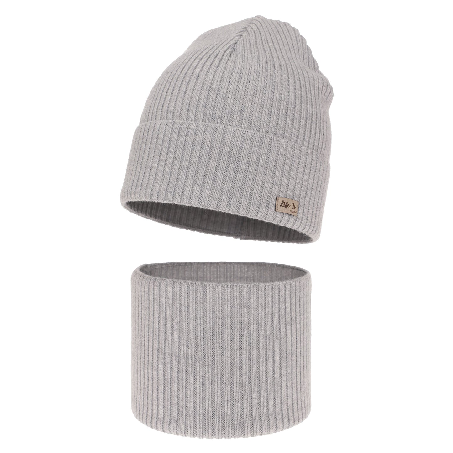 Komplet Czapka + Komin z wełny merino z jedwabną podszewką dla dziewczynki