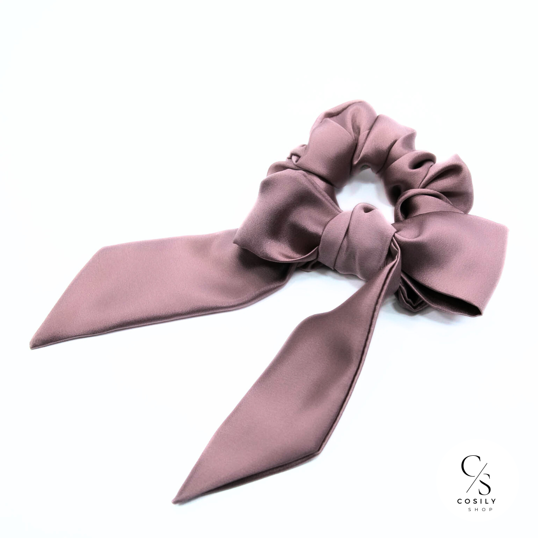 Scrunchie z kokardą 2w1 - lawenda