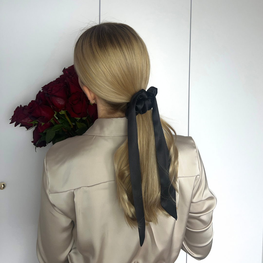 Scrunchie z kokardą 2w1 - czarna