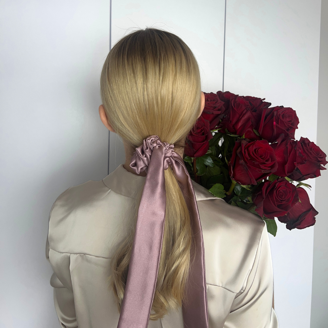 Scrunchie z kokardą 2w1 - lawenda