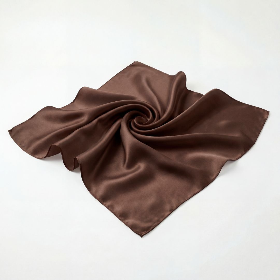 jedwabna apaszka 100% jedwab brązowa