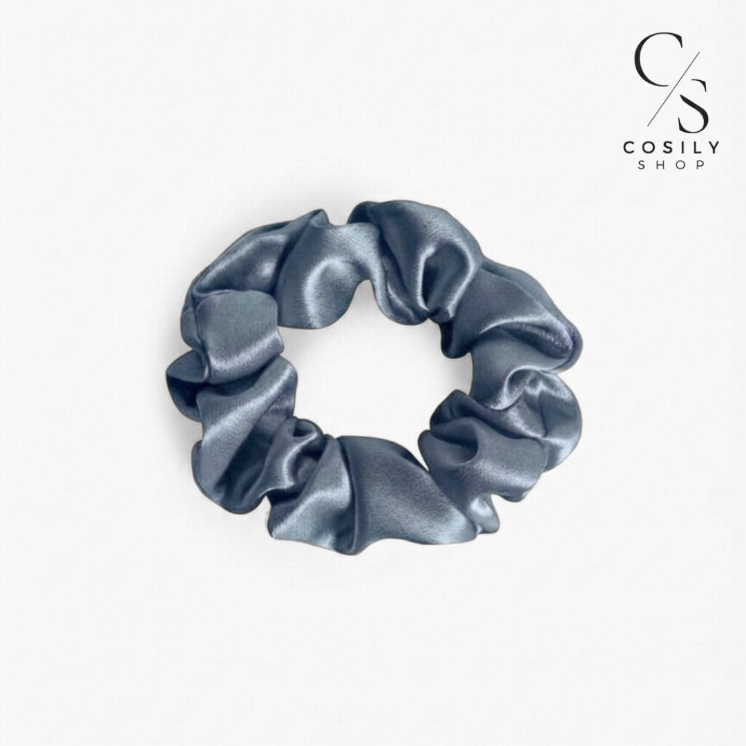jedwabna gumka do włósów błękitna