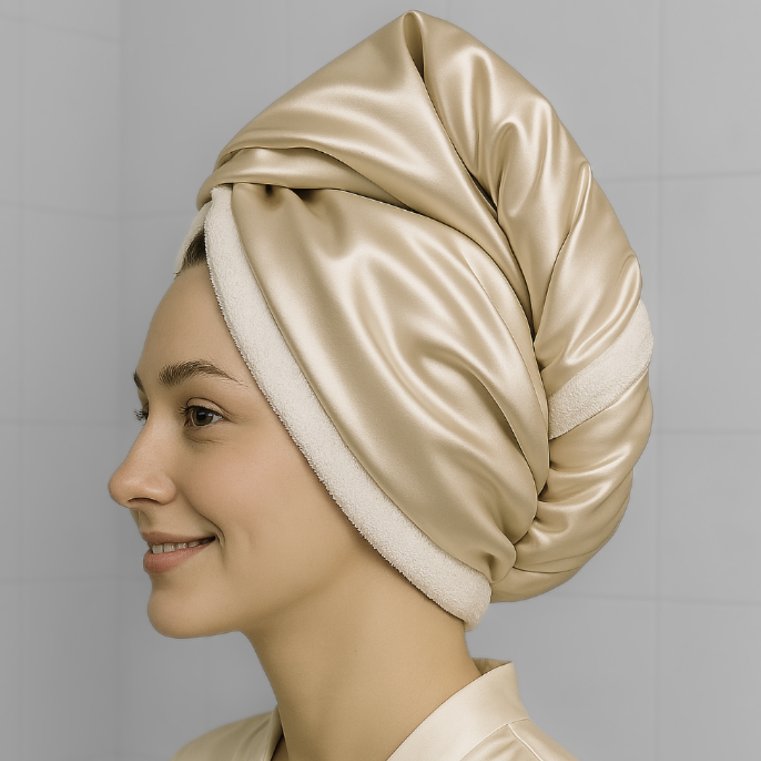 Zestaw - turban jedwabny + gumka STANDARD + masażer gratis