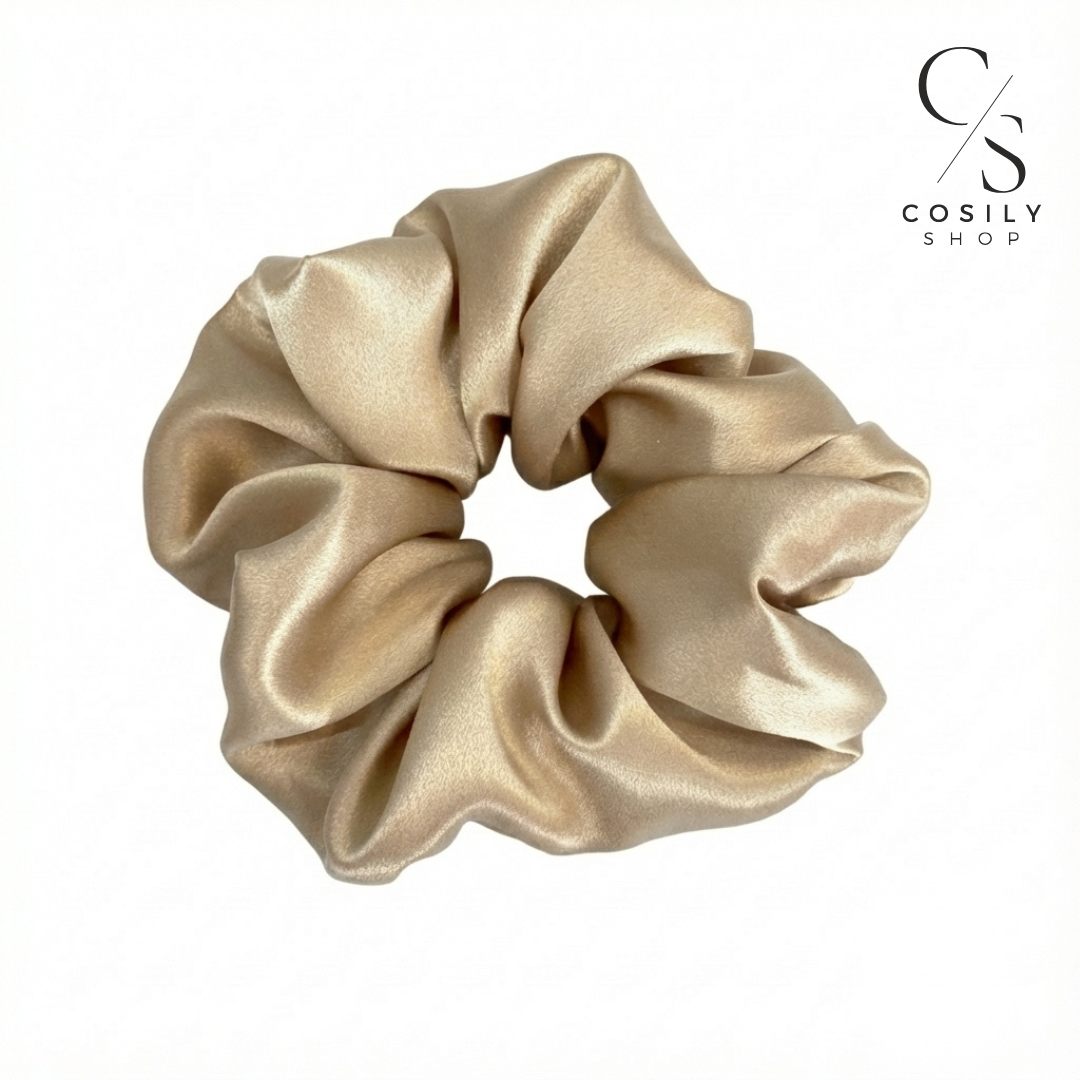 Jedwabna gumka MAXI - złoty nude