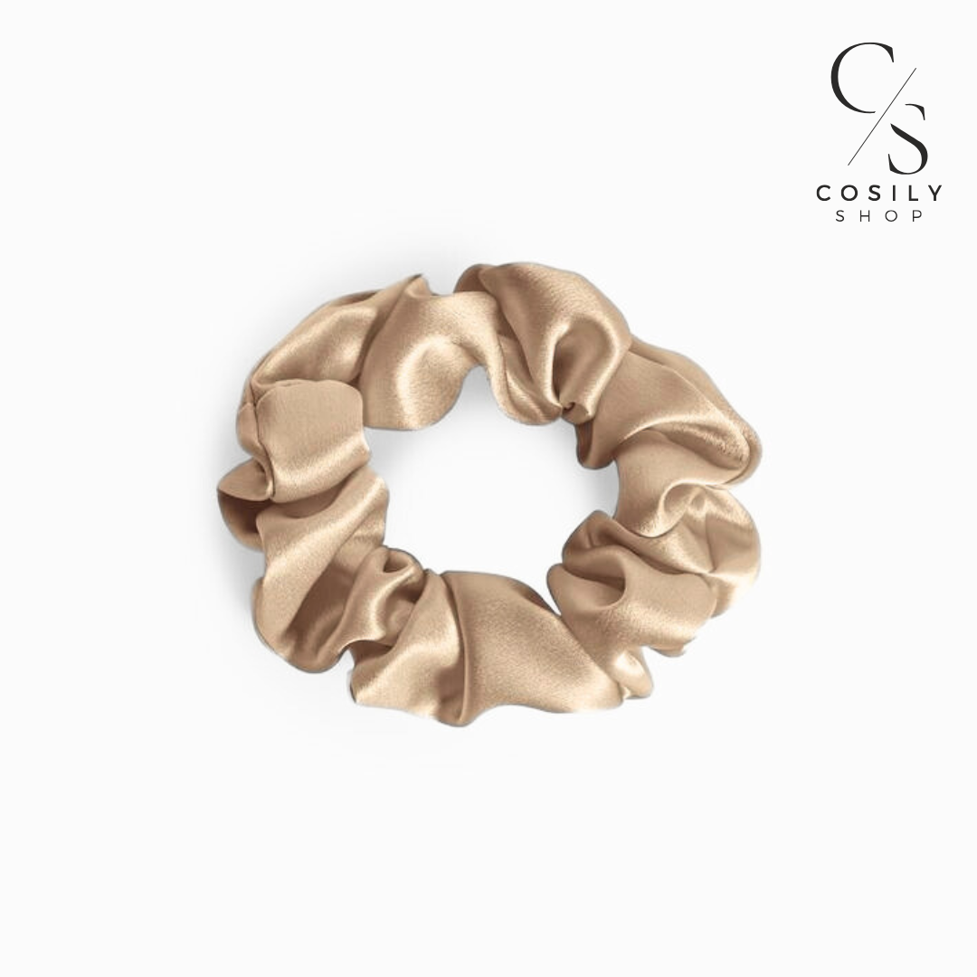 Jedwabna gumka MINI - złoty nude