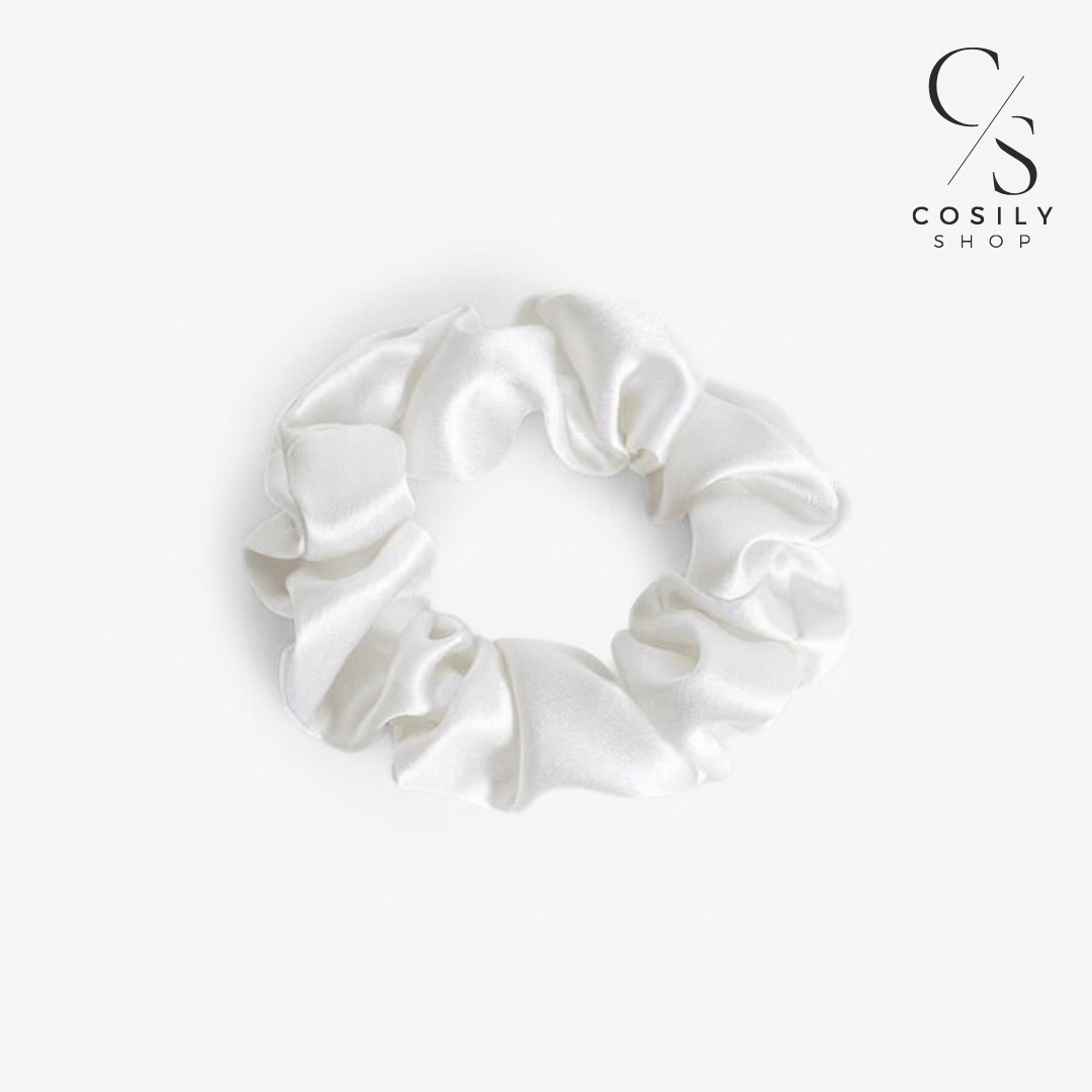 Jedwabna gumka MINI - mleczna biel