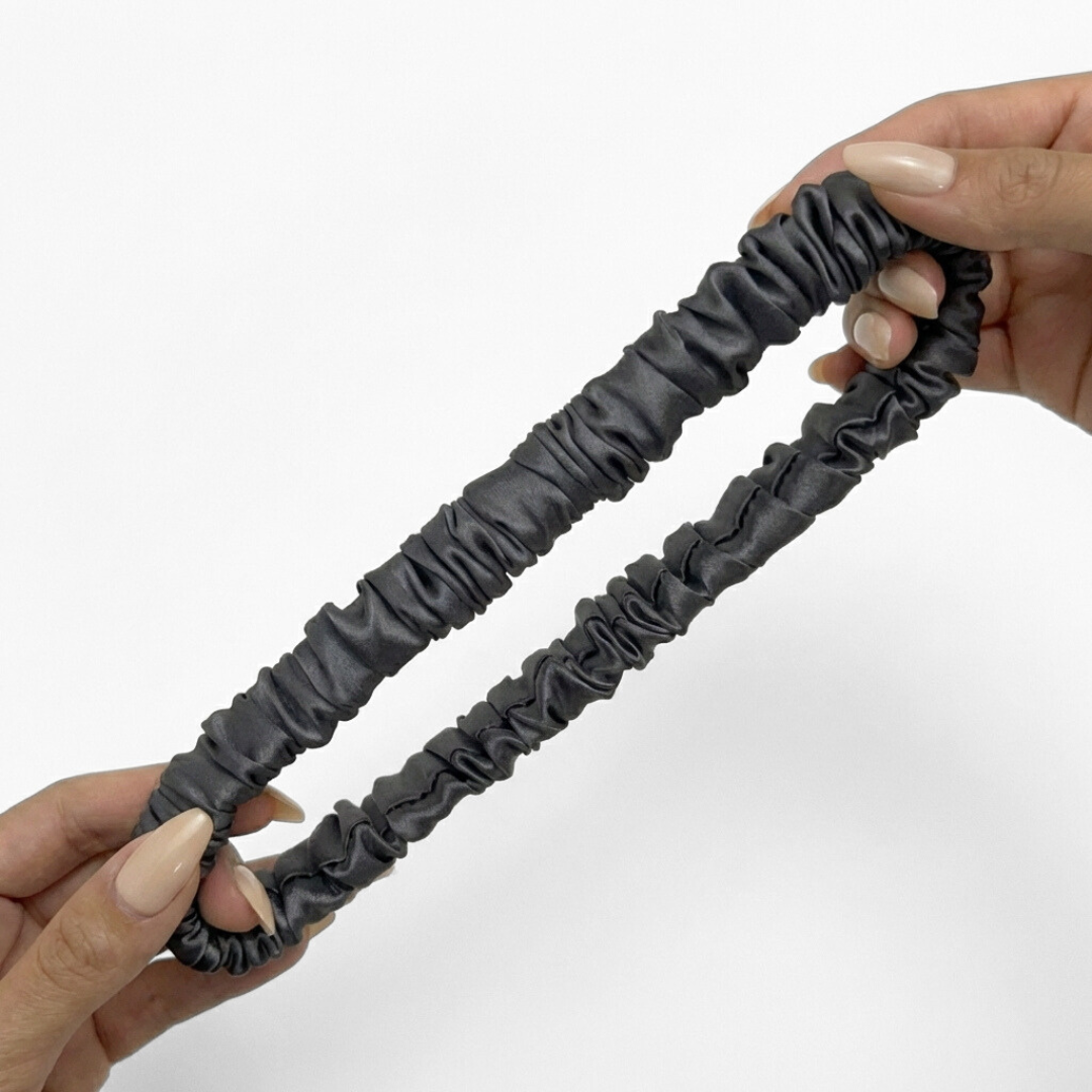 jedwabna opaska do włosów mini marszczona