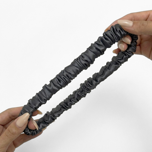 jedwabna opaska do włosów mini marszczona