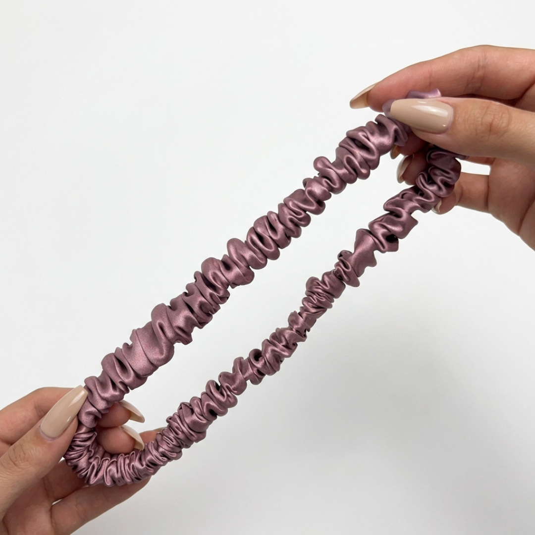 jedwabna opaska do włosów mini marszczona