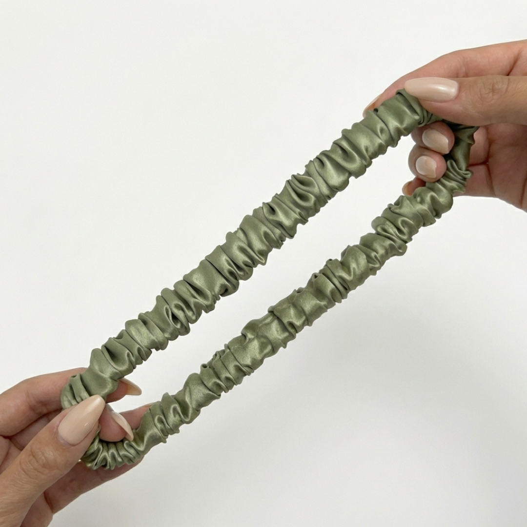 jedwabna opaska do włosów mini marszczona