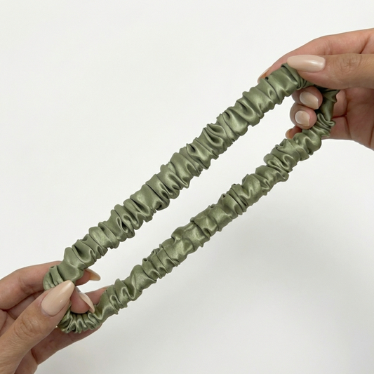 jedwabna opaska do włosów mini marszczona