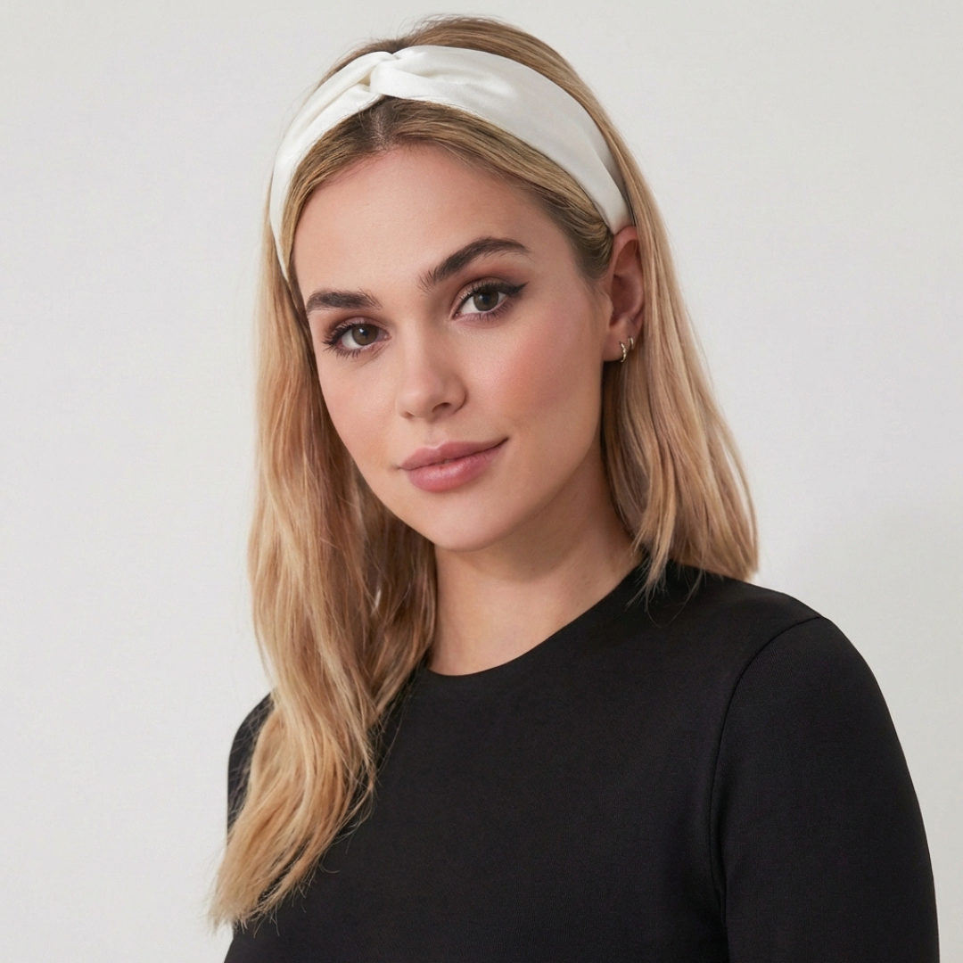 jedwabna opaska do włosów z węzłem 