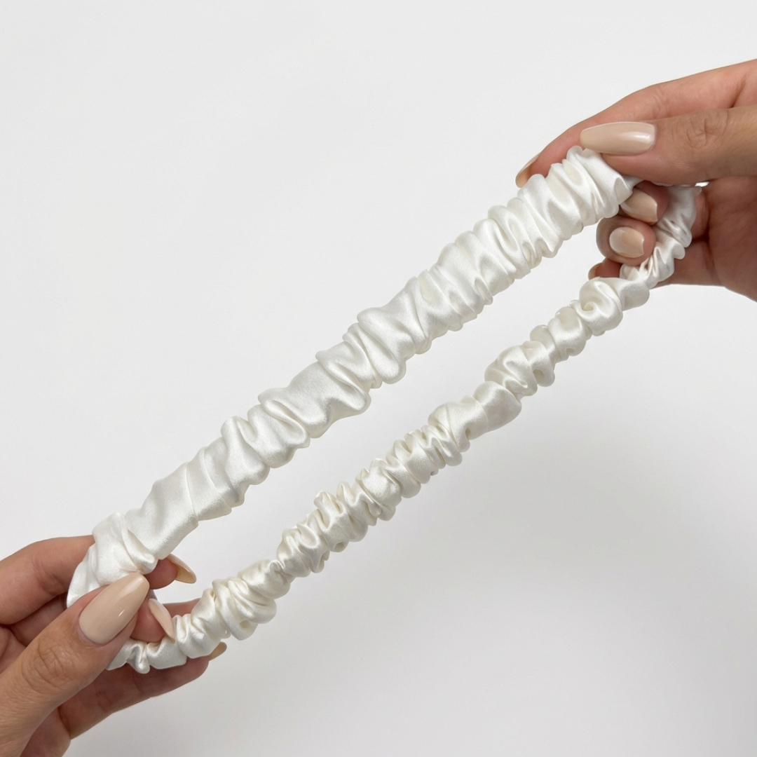 jedwabna opaska do włosów mini marszczona