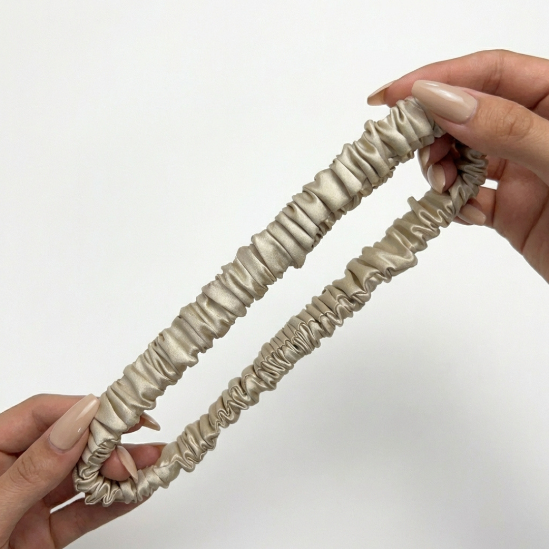 jedwabna opaska do włosów mini marszczona