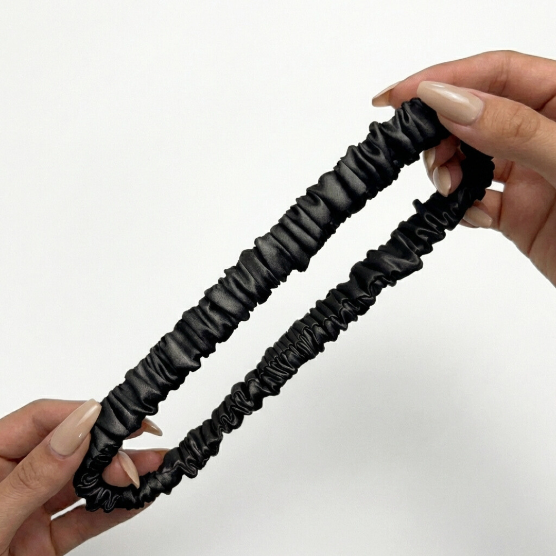 jedwabna opaska do włosów mini marszczona