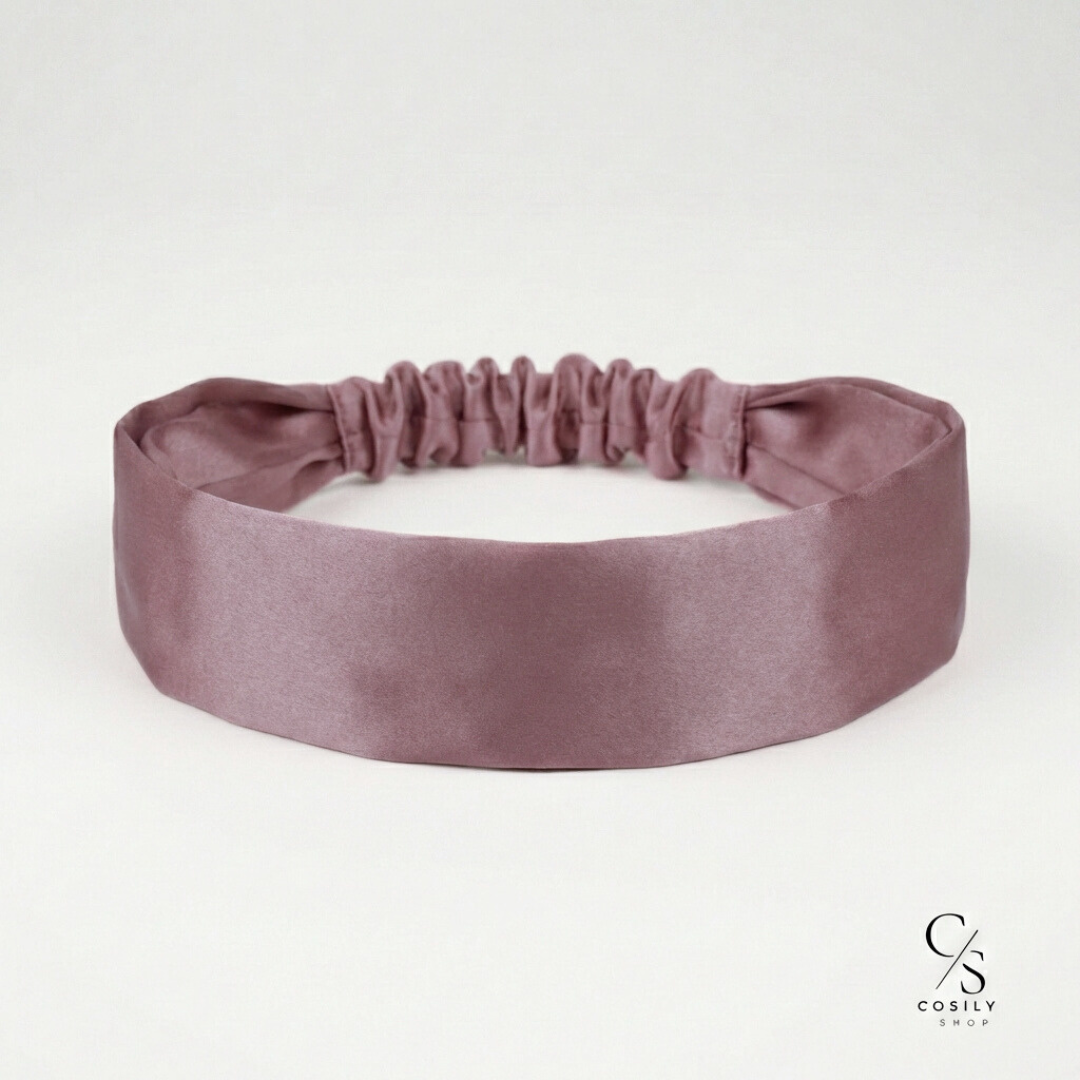 jedwabna opaska do włosów standard z gumką różowa