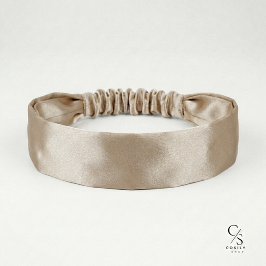jedwabna opaska do włosów standard z gumką złota