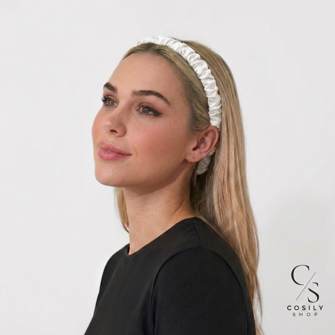 Jedwabna opaska MINI - mleczna biel