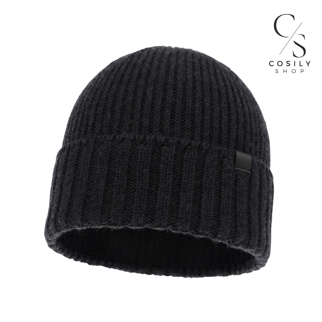 męska czapka zimowa z wełny merino z jedwabną podszewką