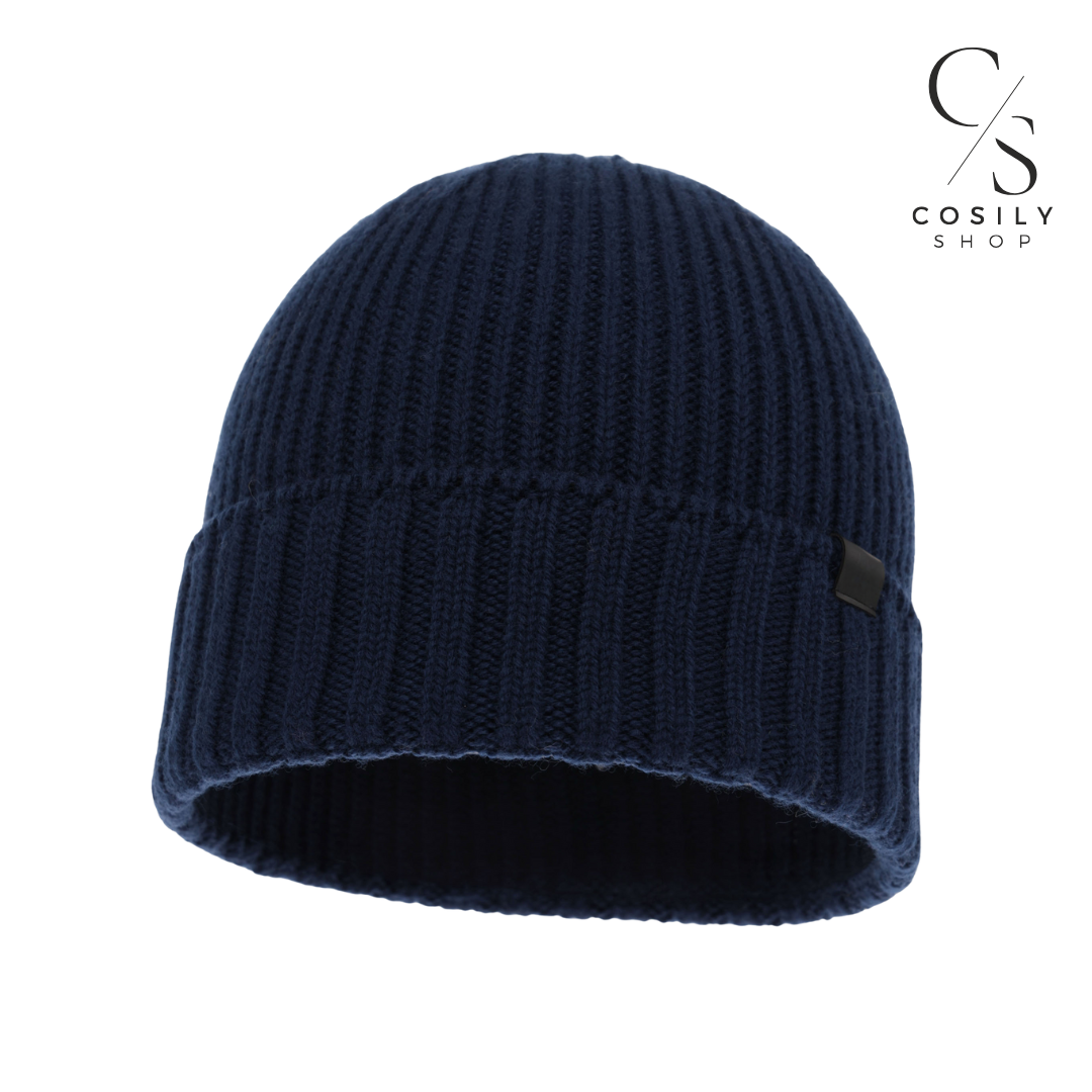 męska czapka zimowa z wełny merino z jedwabną podszewką