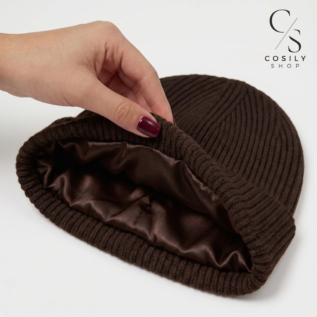 Wełniana czapka z jedwabną podszewką, merino 100% jedwab Cosily Shop