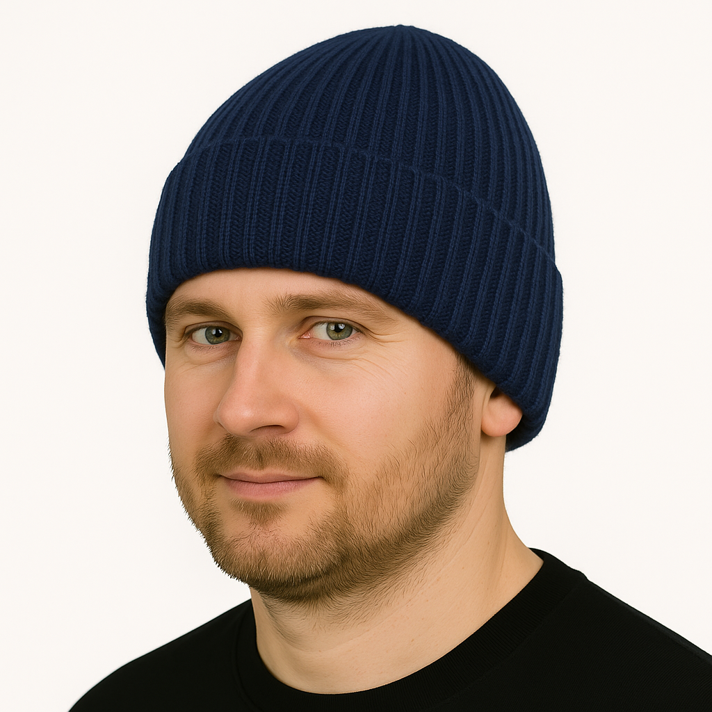 męska czapka zimowa z wełny merino z jedwabną podszewką