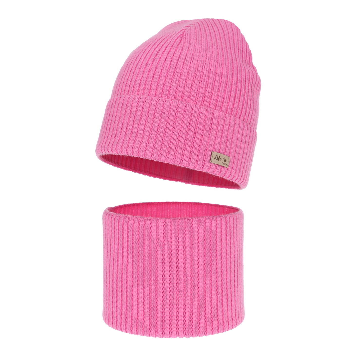 Komplet Czapka + Komin z wełny merino z jedwabną podszewką dla dziewczynki