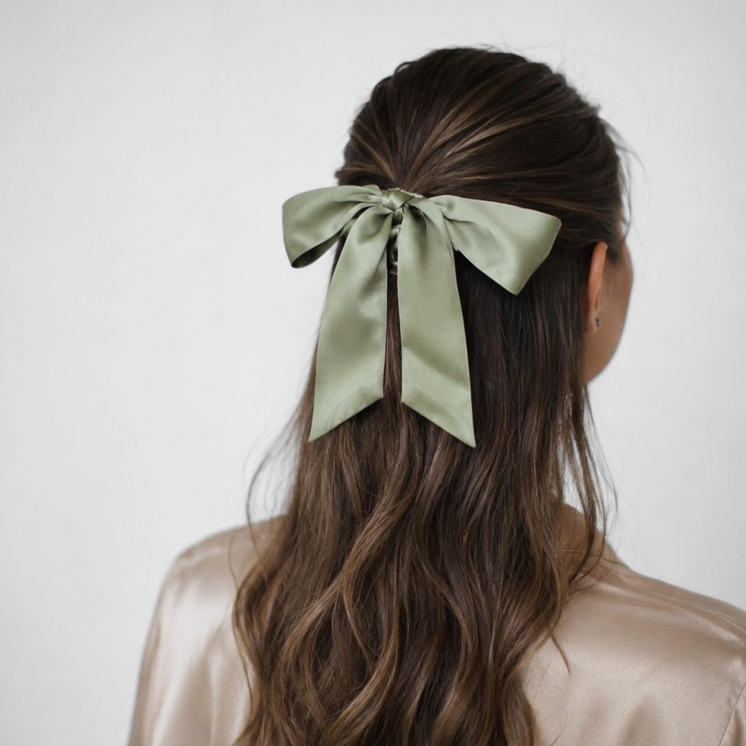 Jedwabna scrunchie 2w1 z kokardą – 100% jedwab morwowy 22 momme