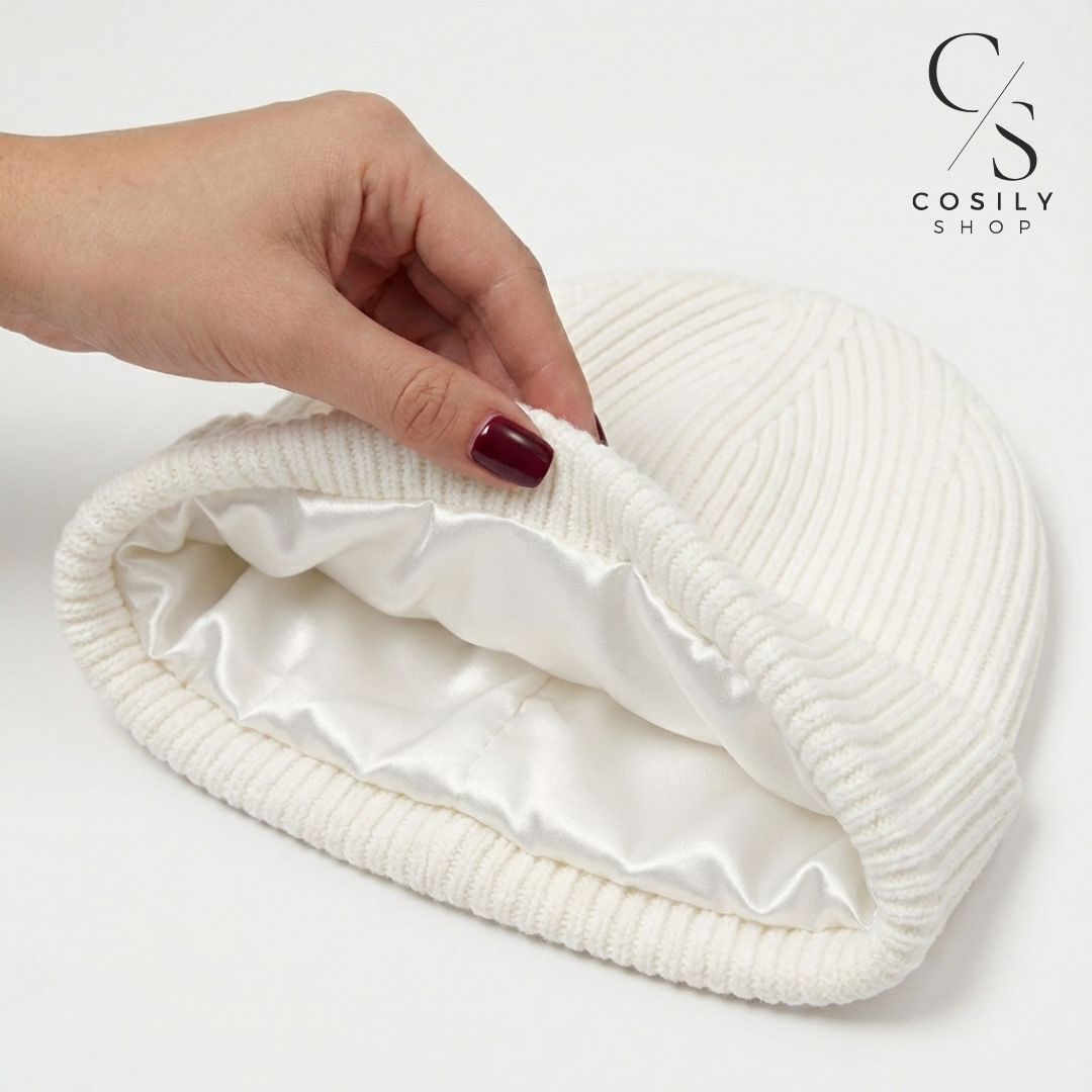 Wełniana czapka z jedwabną podszewką, merino 100% jedwab Cosily Shop