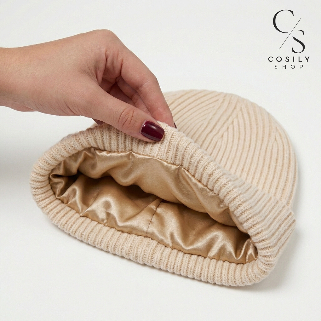 Wełniana czapka z jedwabną podszewką, merino 100% jedwab Cosily Shop