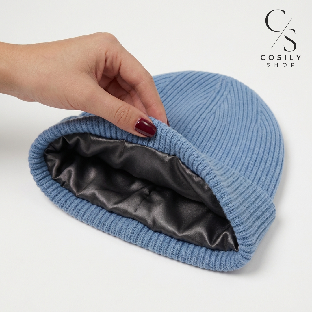 Wełniana czapka z jedwabną podszewką, merino 100% jedwab Cosily Shop