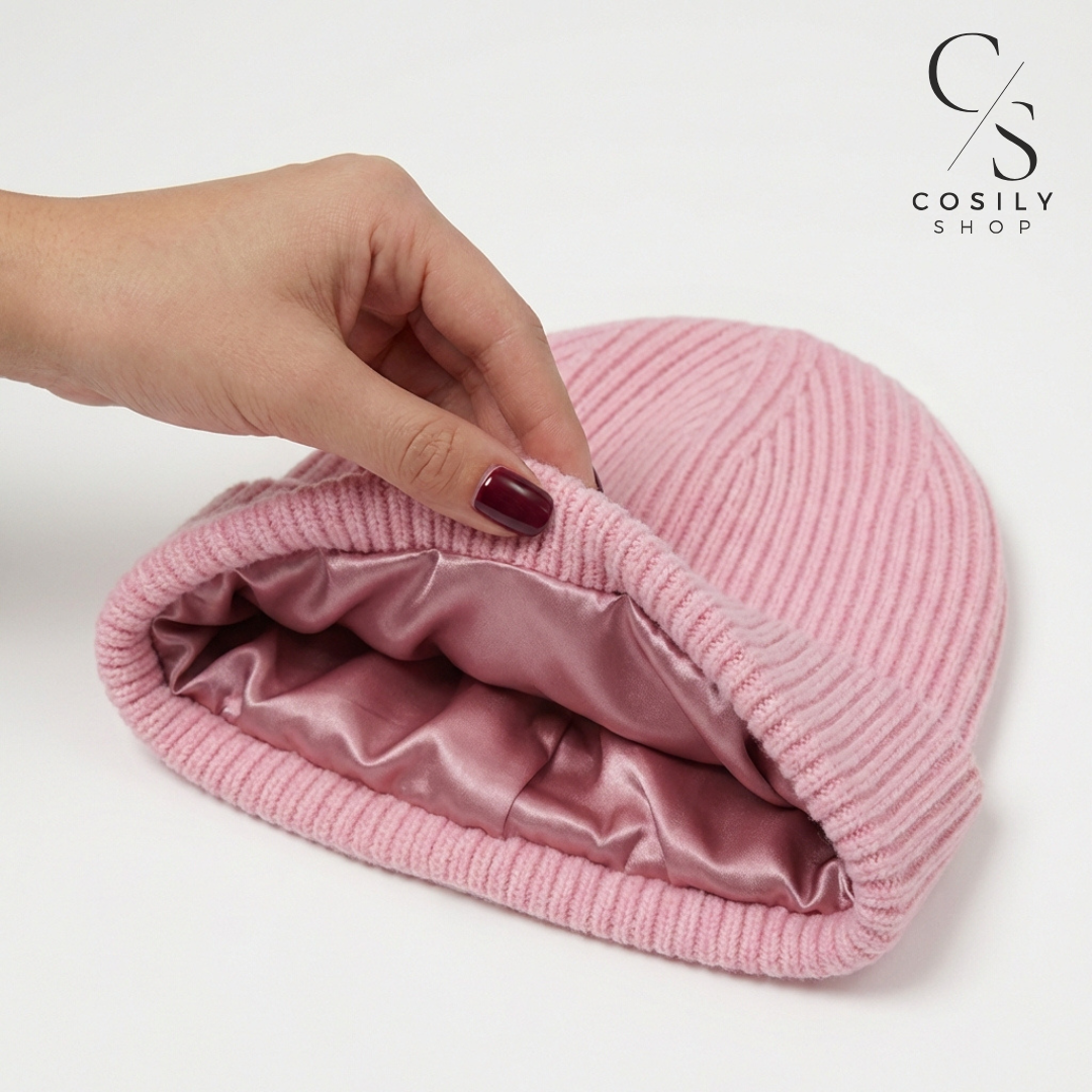 Wełniana czapka z jedwabną podszewką, merino 100% jedwab Cosily Shop