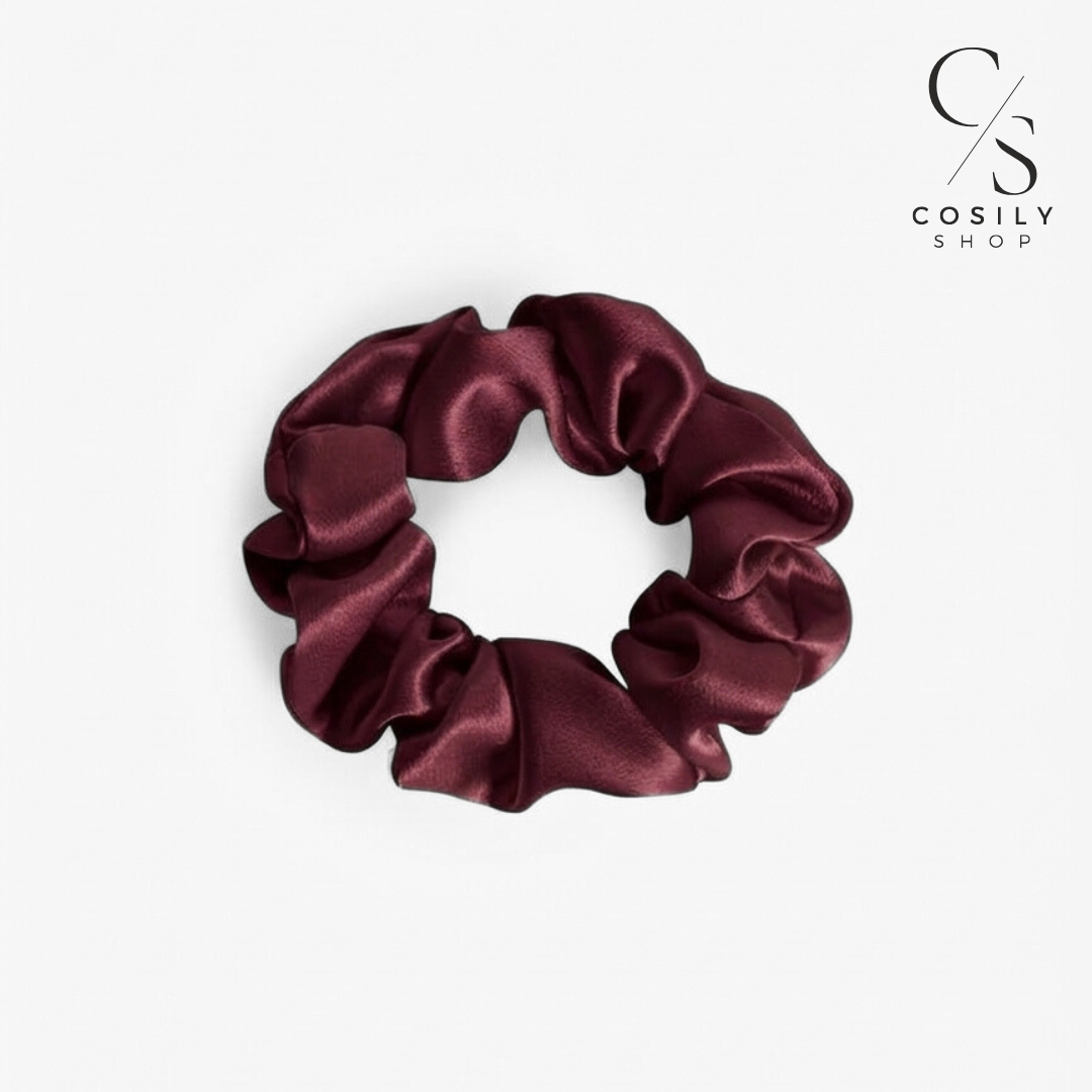 Jedwabna gumka MINI - bordowa