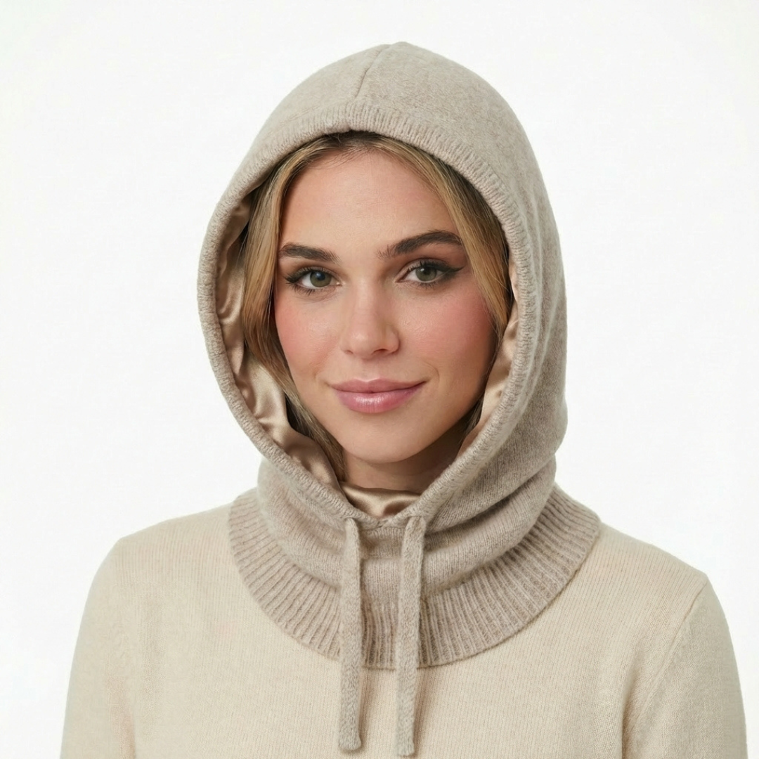 balaclava kominiarka z jedwabną podszewką beżowa cosily shop