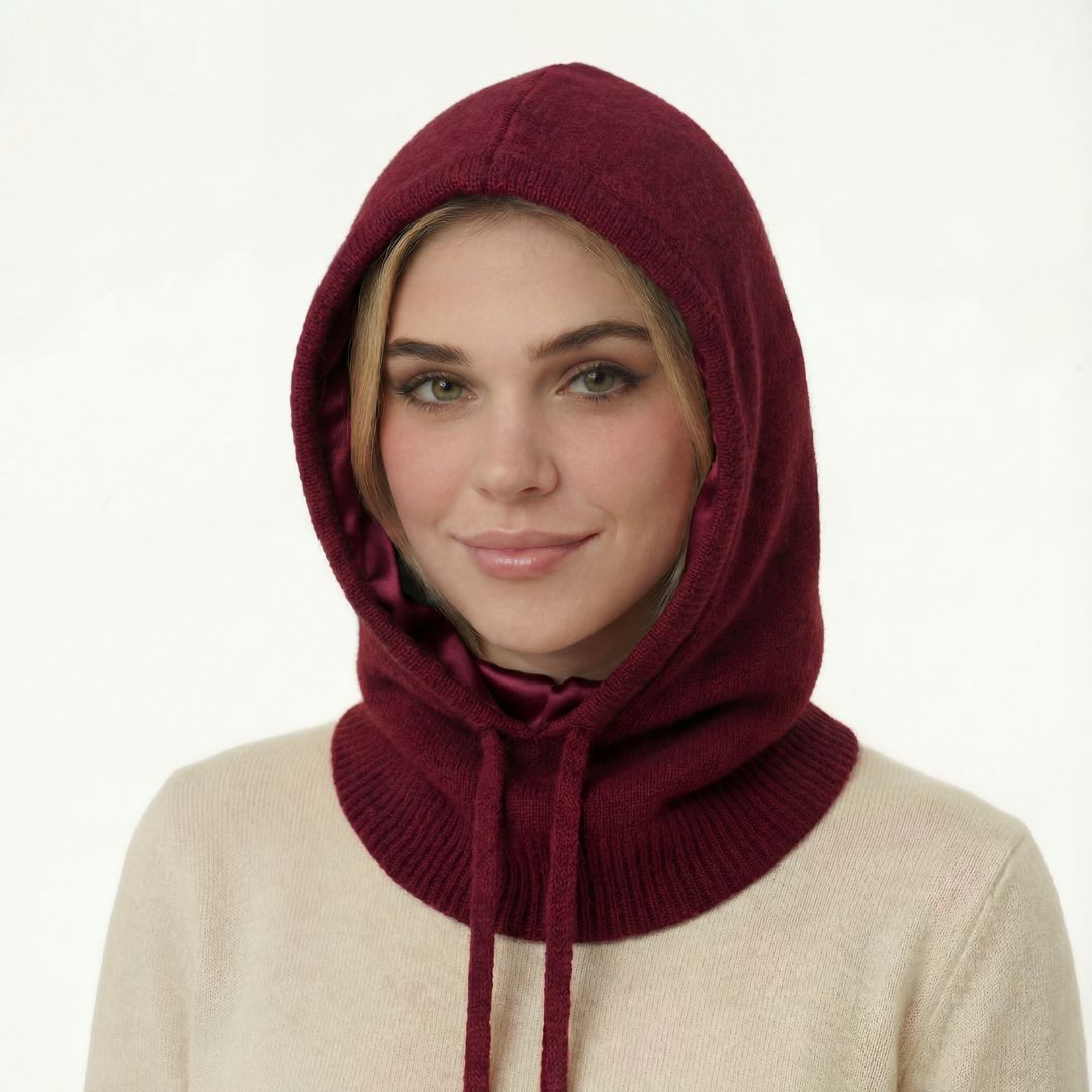 balaclava kominiarka z jedwabną podszewką bordowa cosily shop