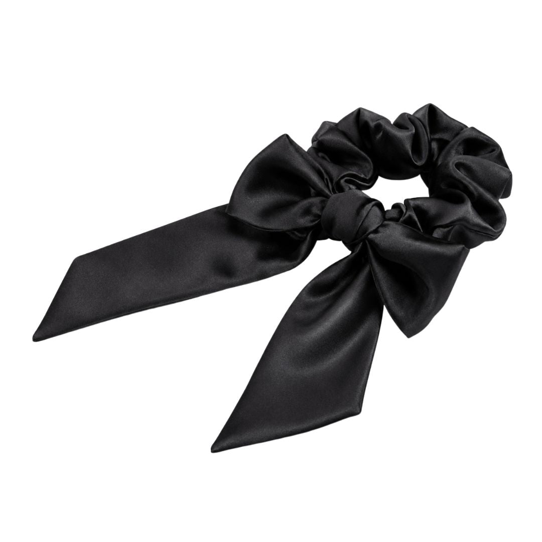 czarna jedwabna gumka ze wstążką cosily shop