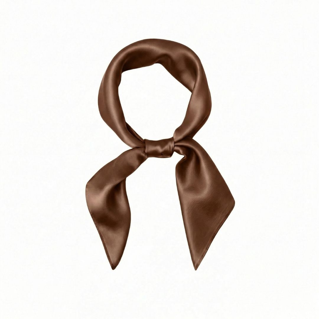 jedwabna apaszka 100% jedwab brązowa