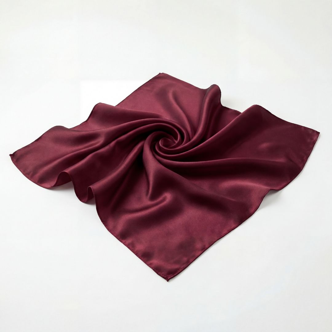 jedwabna apaszka damska 100% jedwab bordowa