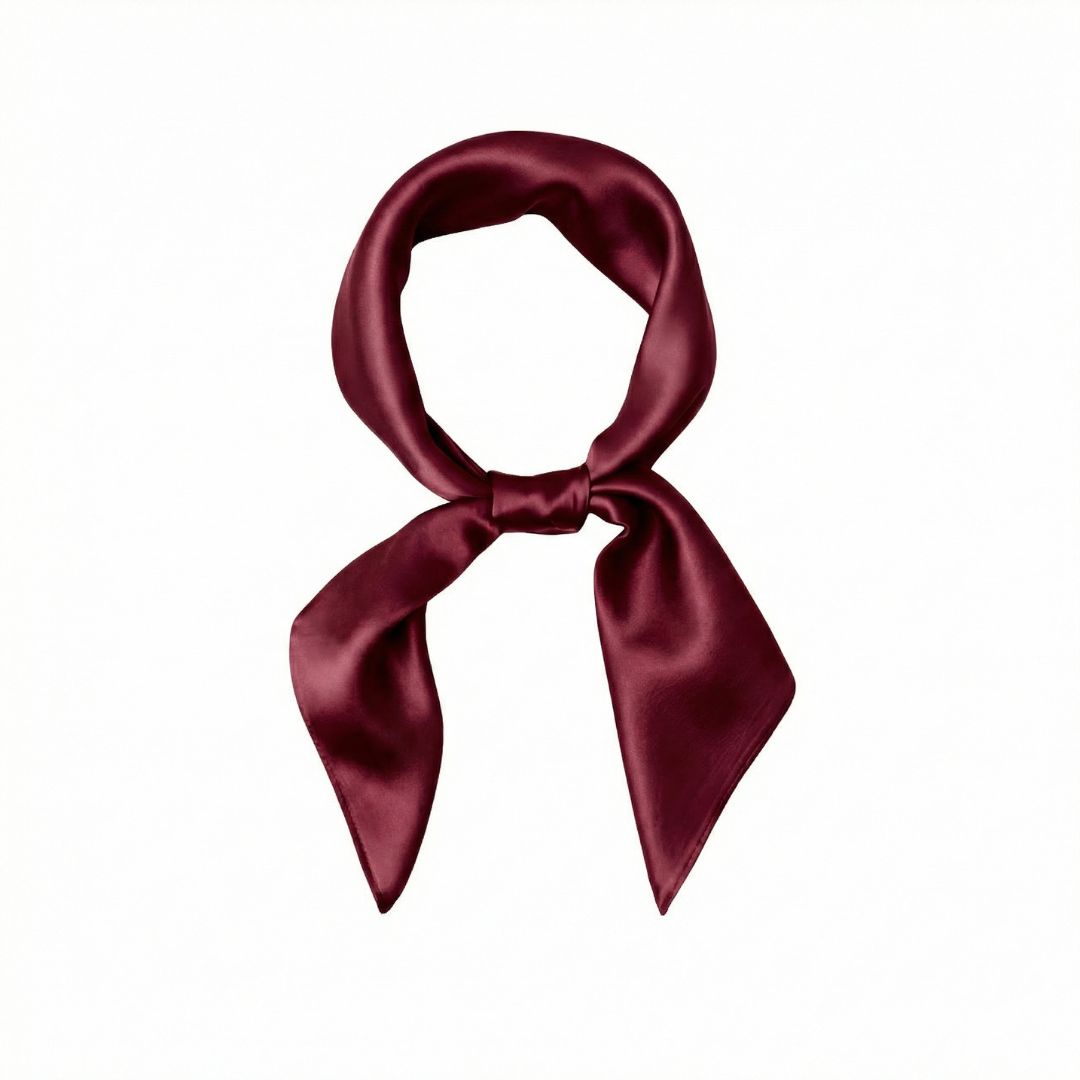 jedwabna apaszka damska 100% jedwab bordowa cosily shop