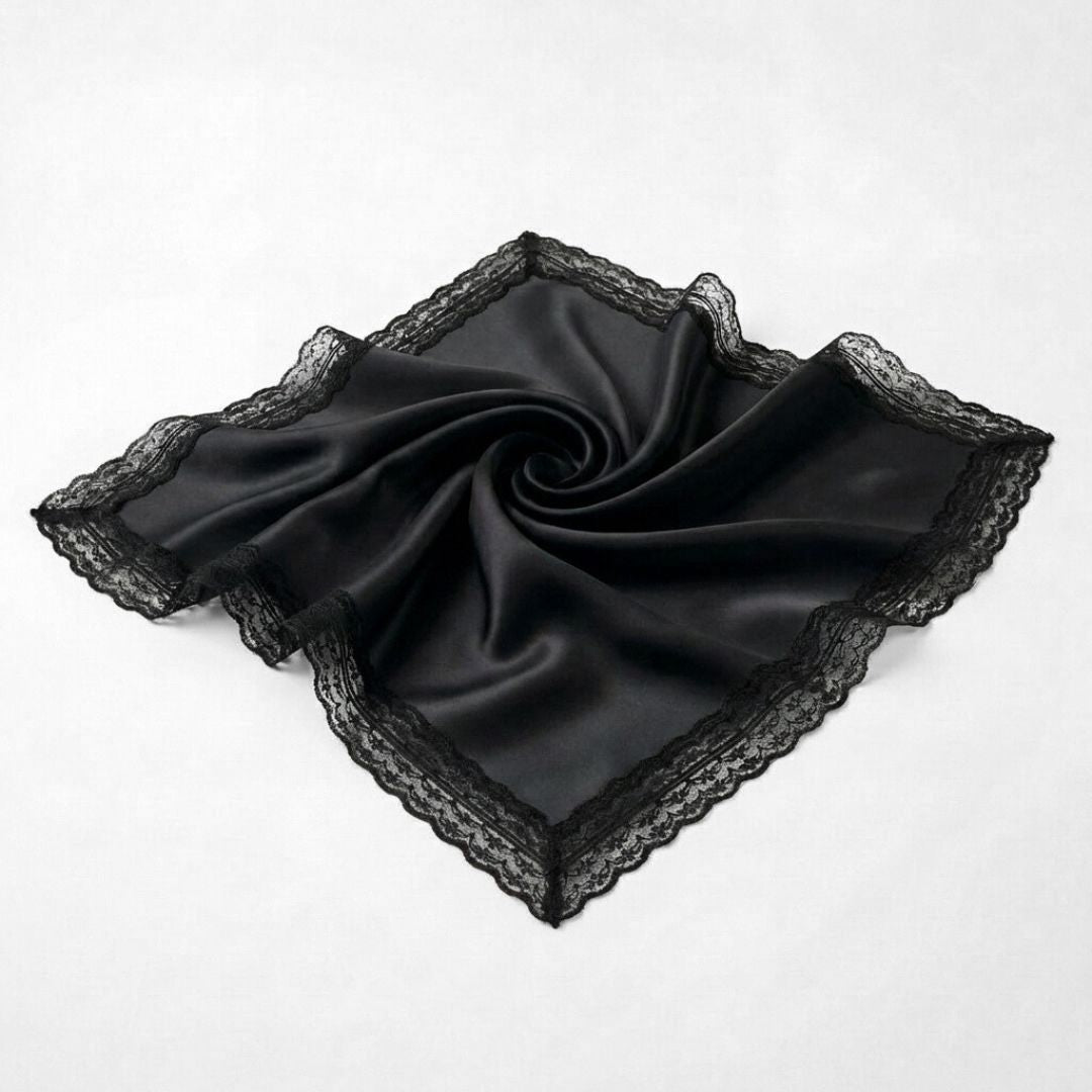 jedwabna apaszka z koronka