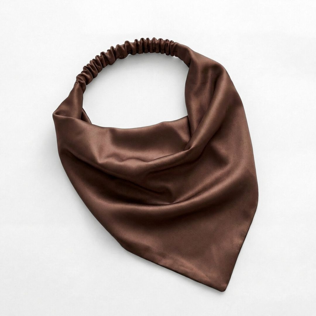 jedwabna chusta z gumką na głowe dla kobiety