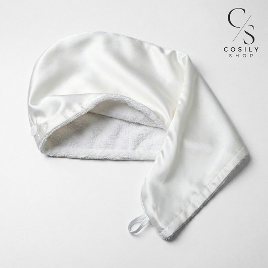 jedwabny turban do włosów, do osuszania z bambusem